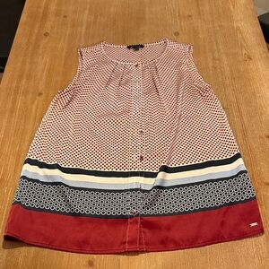 Tommy Hilfiger Red and Navy Polka Dot Blouse